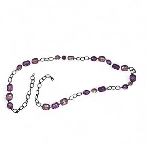 Purple beaded chain belt with clip closure